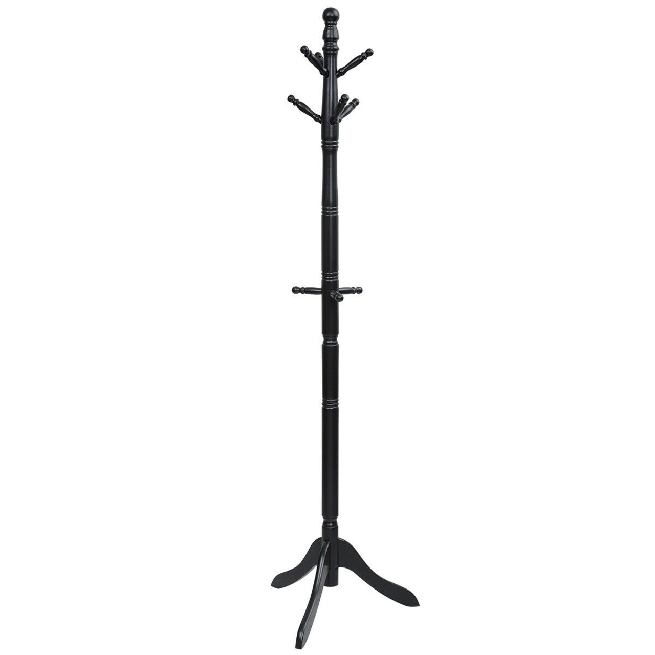 Adjustable Height Free Standing Wooden Coat Rack Tree Perfect for Any Room